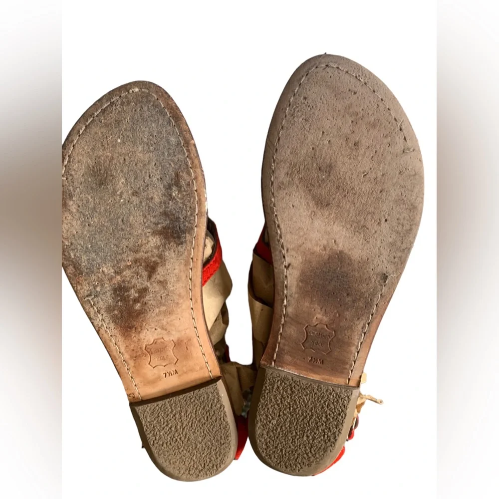 Sam Edelman Giada Beaded Leather Sandals Gladiator Zippered Back Women’s Shoes - Picture 10 of 11